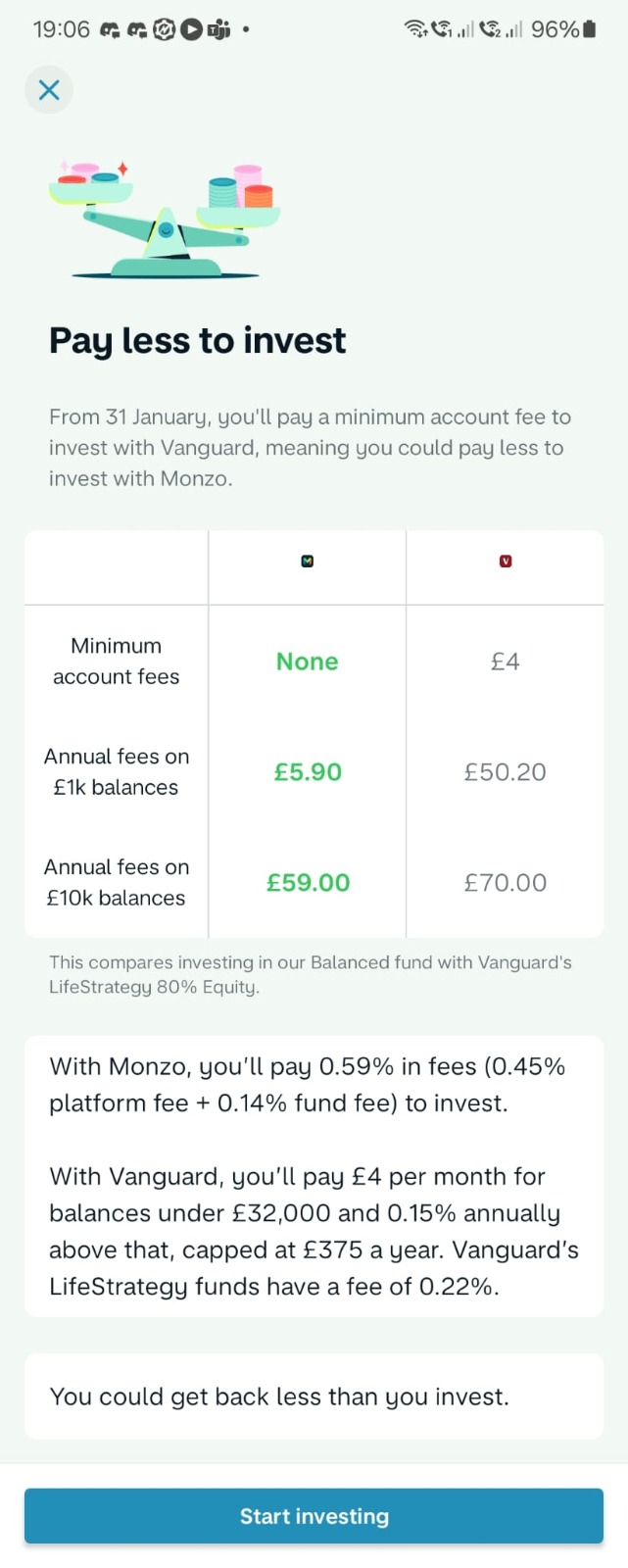 Monzo advert swooping in on Vanguard investors