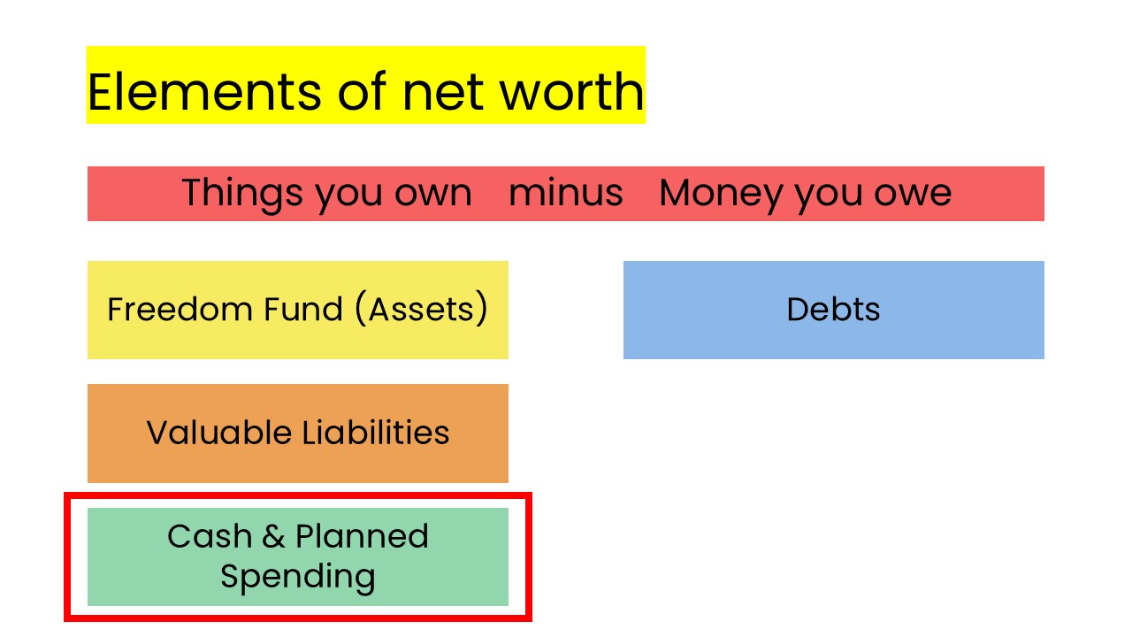 Cash and planned spending element of net worth