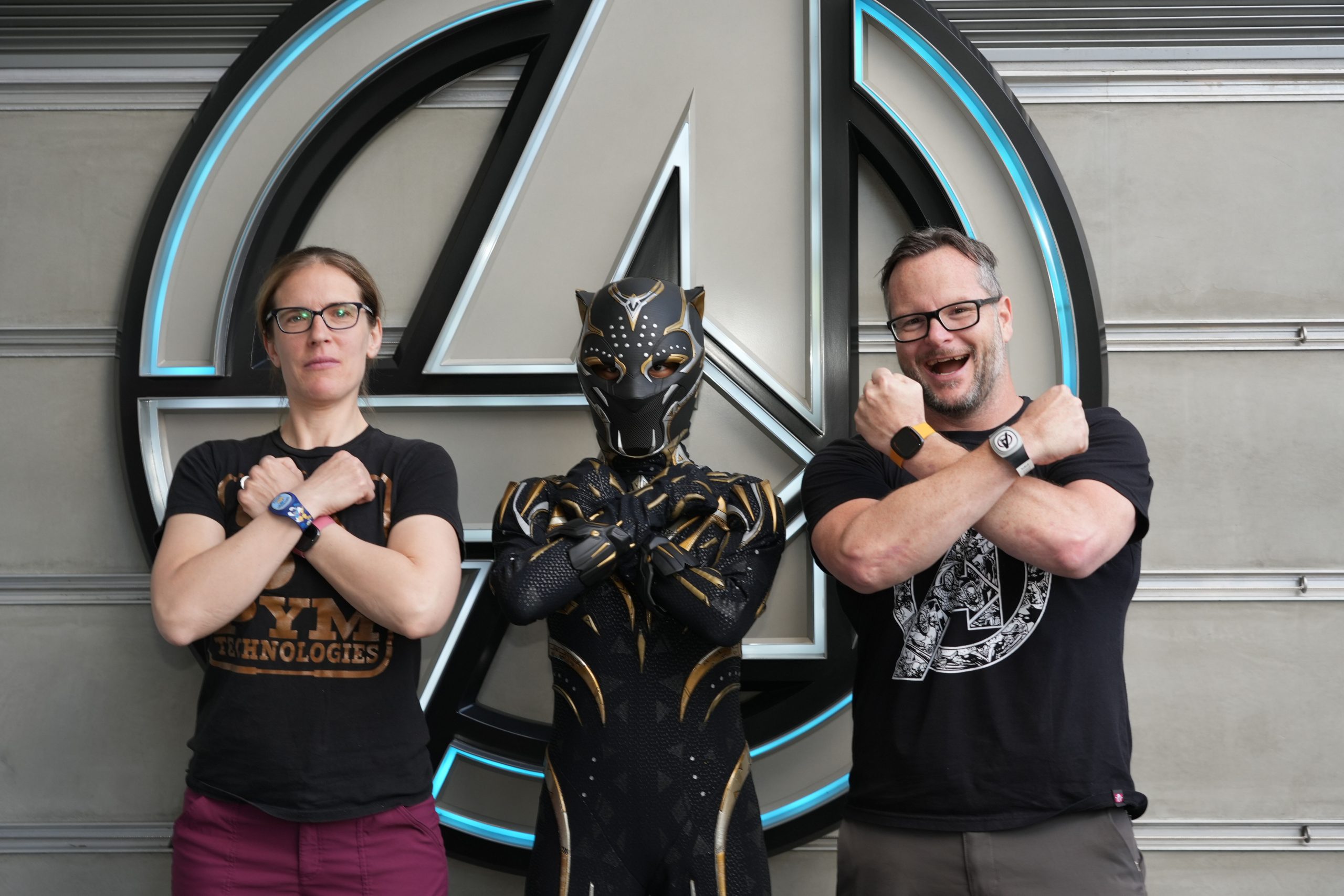 Alan and Katie Donegan meeting Black Panther at Avengers Campus Disneyland during Alan&rsquo;s birthday celebration, a highlight from the annual spending review