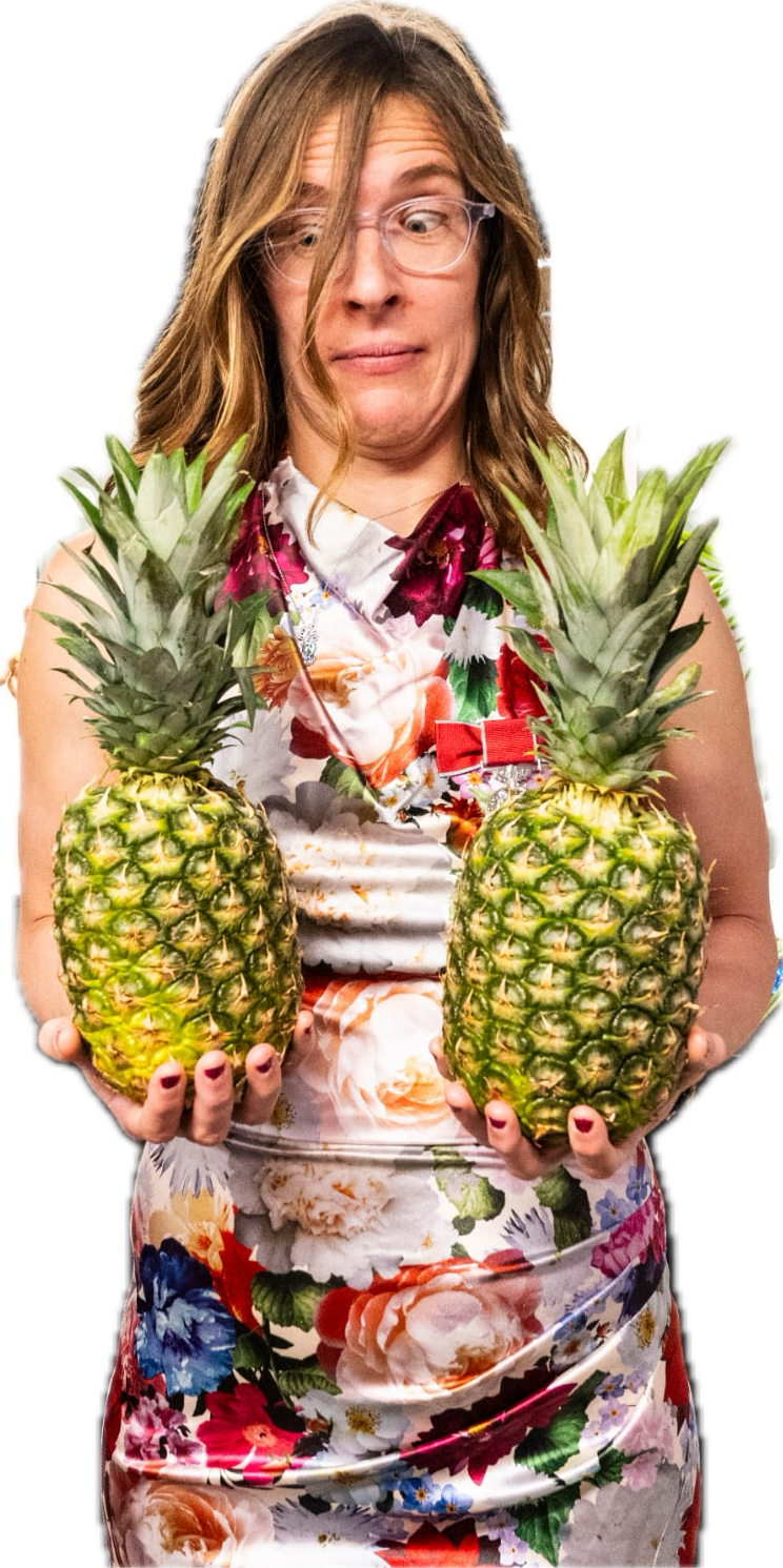Katie Donegan comparing pineapples Katie Donegan comparing two pineapples on Rebel Finance School